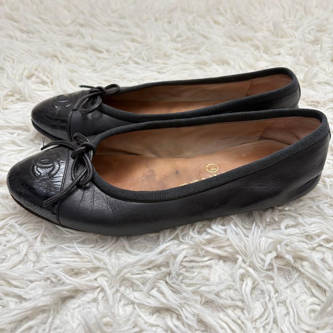 CHANEL シャネル　黒　ブラック　レザー　ココマーク　22.5cm 35.5