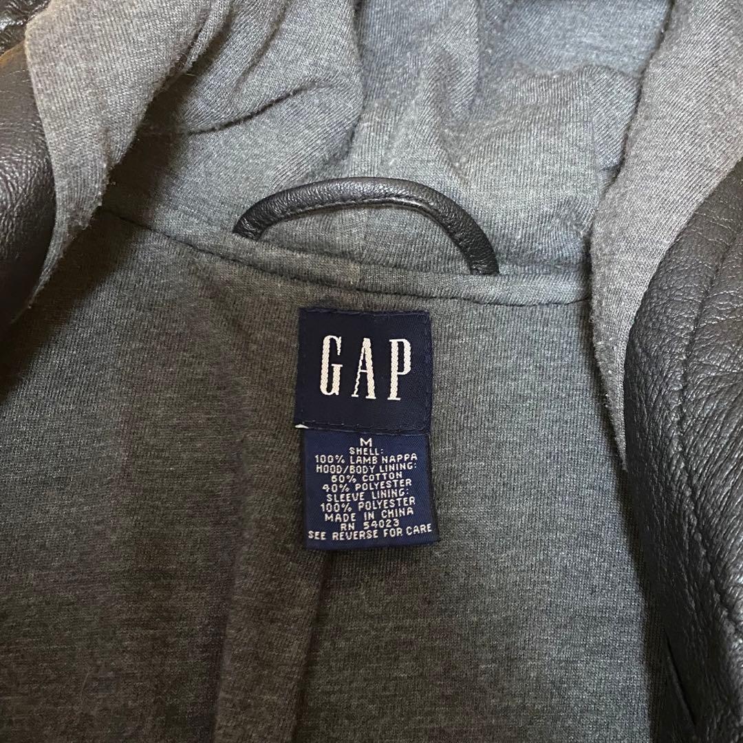 old gap leather レザー フーディ パーカー ラムレザー y2k - メルカリ