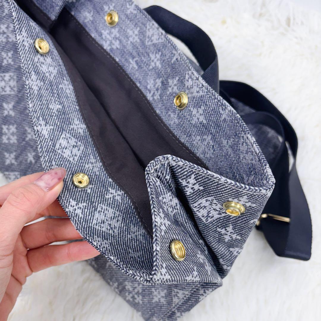 新品タグ有 極美品◇russet 折りたためるデニムプリント リュック