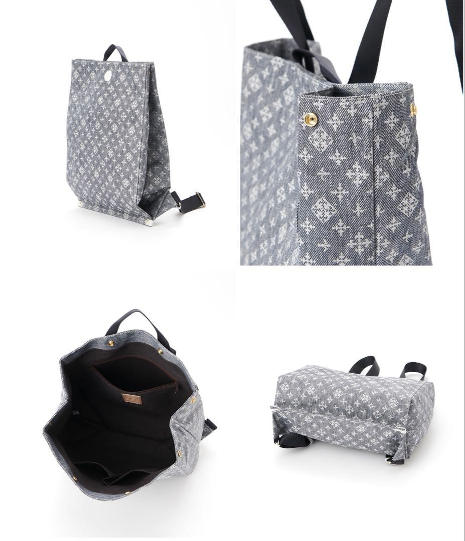 新品タグ有 極美品◇russet 折りたためるデニムプリント リュック