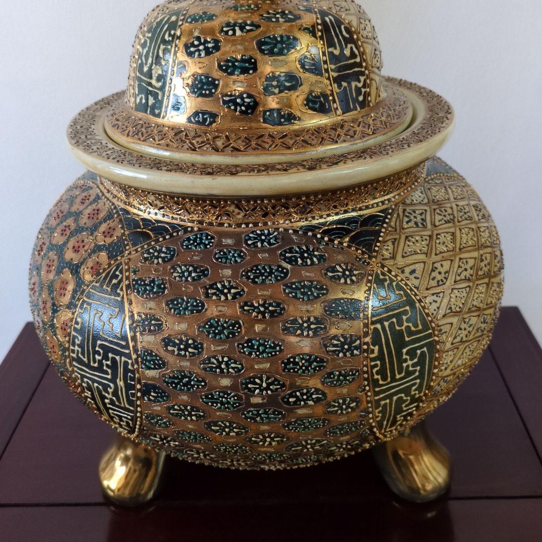 九谷焼 大香炉 三足 青粒 骨董 工芸品 古美術 アンティークの通販はau