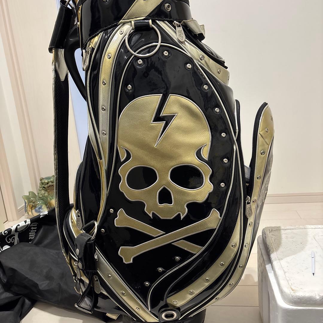 ダンスウィズドラゴン スカルデザイン キャディバッグ 黒と銀 - メルカリ