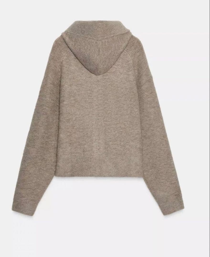 ZARAフード付きタイベルトニットカーディガン リボン パーカー