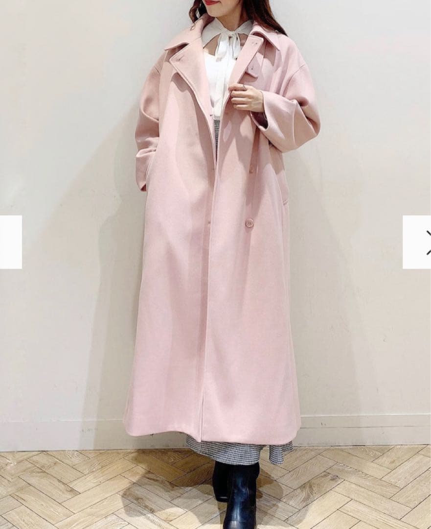 新品未使用タグ付き MERCURY DUO ステンカラーロングコート ピンク M