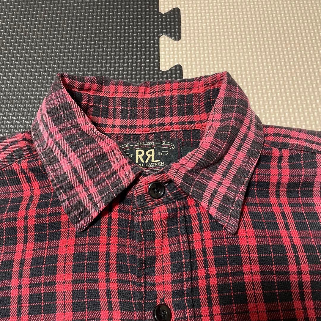 ダブルアールエルRRL 三ツ星タグ ネルシャツ 初期 90's チェック