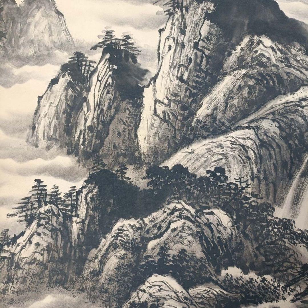 黄宾虹 山水図 三尺中堂 掛軸 70×173cm 証書付 - メルカリ