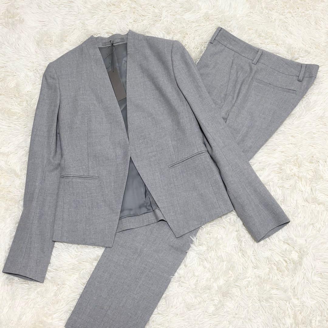 【タグ付】theoryluxe　ノーカラースーツ　パンツセットアップ　ボタンレス ルイルエブティック RUIRUE BOUTIQUE 2点セット ｜ ノーカラー フレア