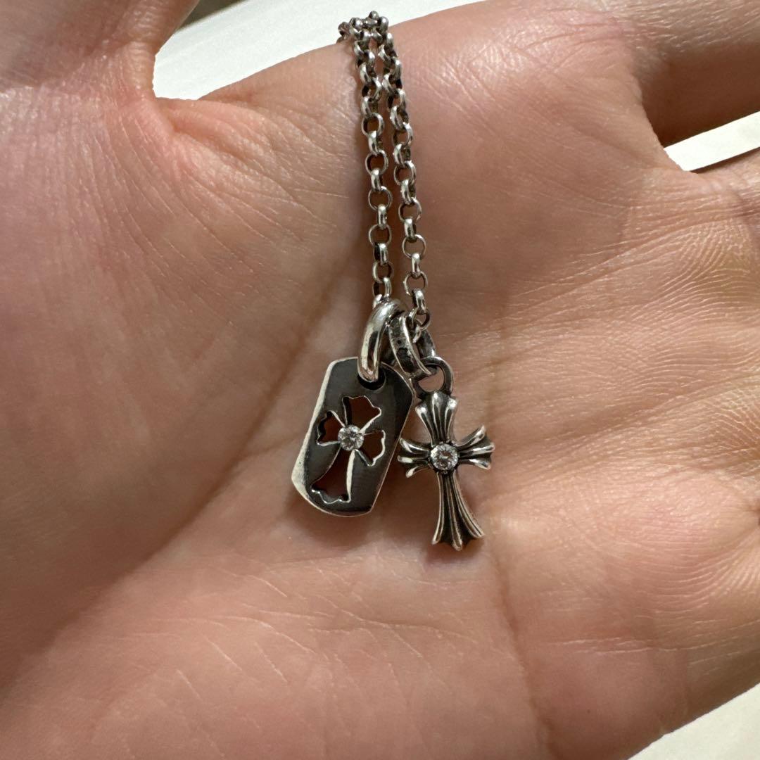 クロムハーツ ベビーファットパヴェサファイア ドッグタグ セット売り