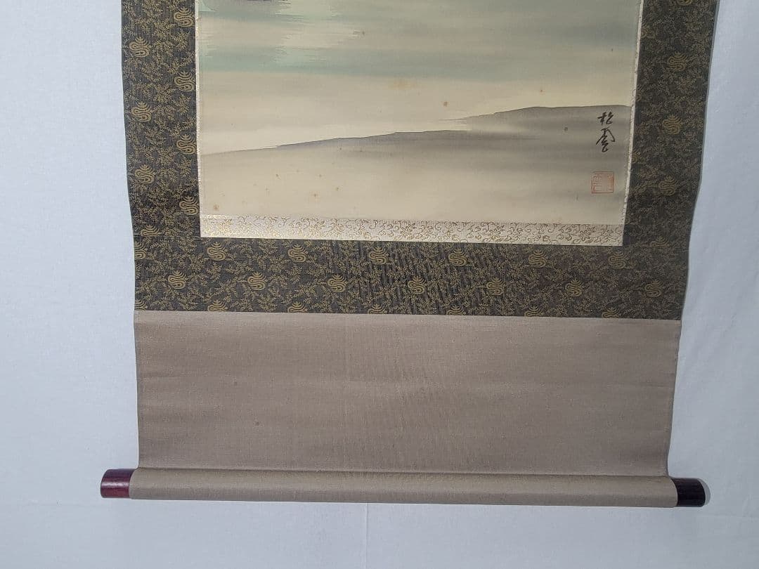 冬の金閣寺　作家銘有り　掛け軸　　　箱無し　書画、骨董品、美術品