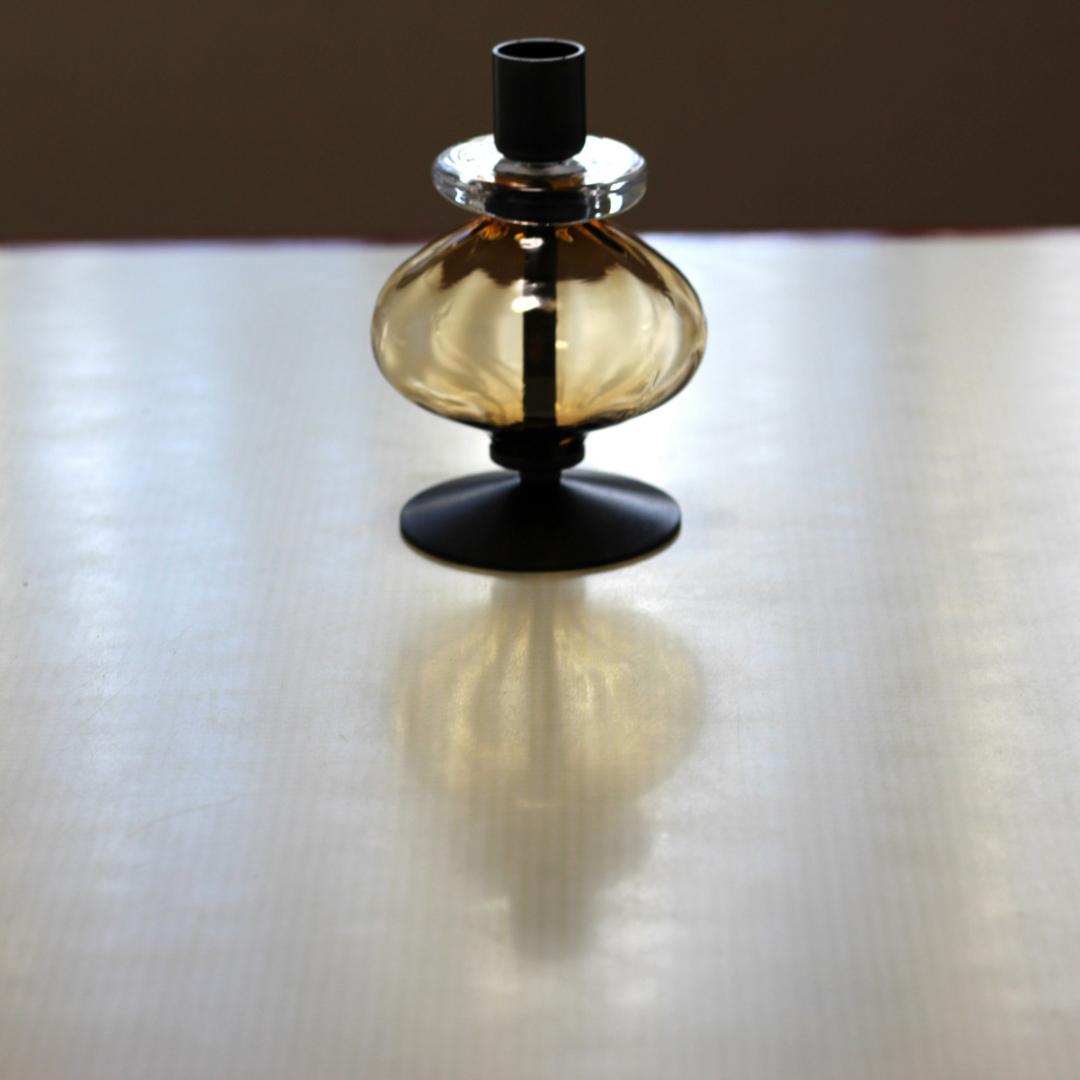 美品】エリックホグラン キャンドルスタンド オニオン型 アンバー 01