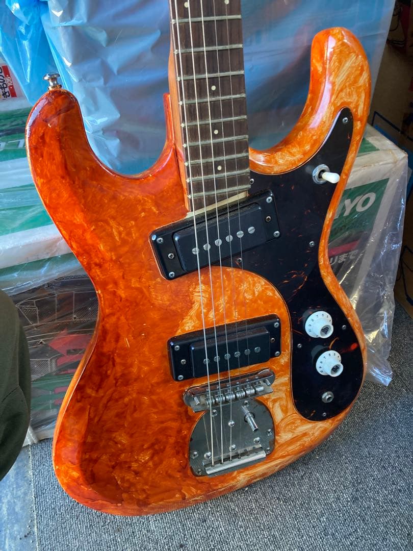 オレンジ マーブル エレキギター ハムバッカー