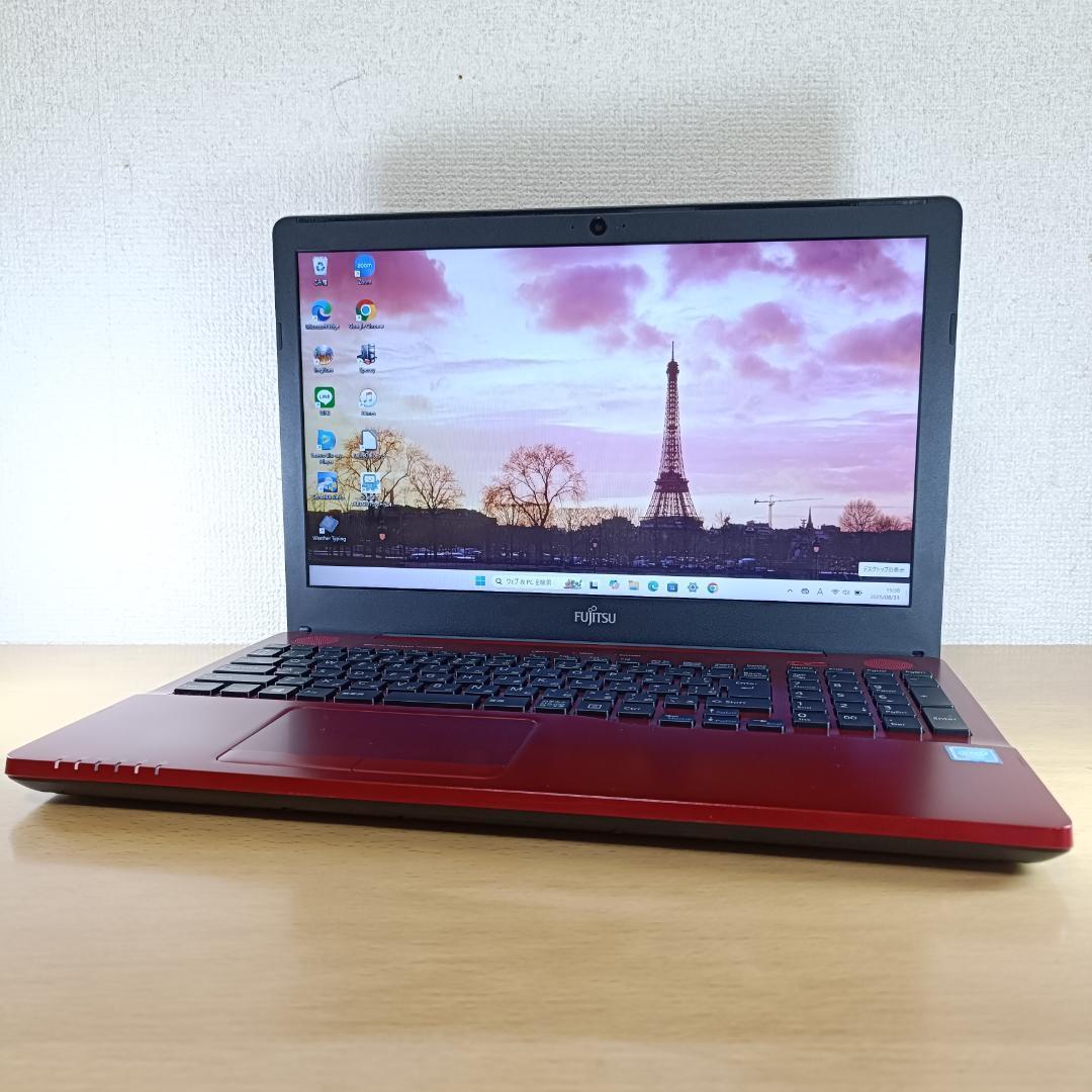 ノートパソコン Windows11 SSD 256GB Webカメラ 富士通 赤 - メルカリ
