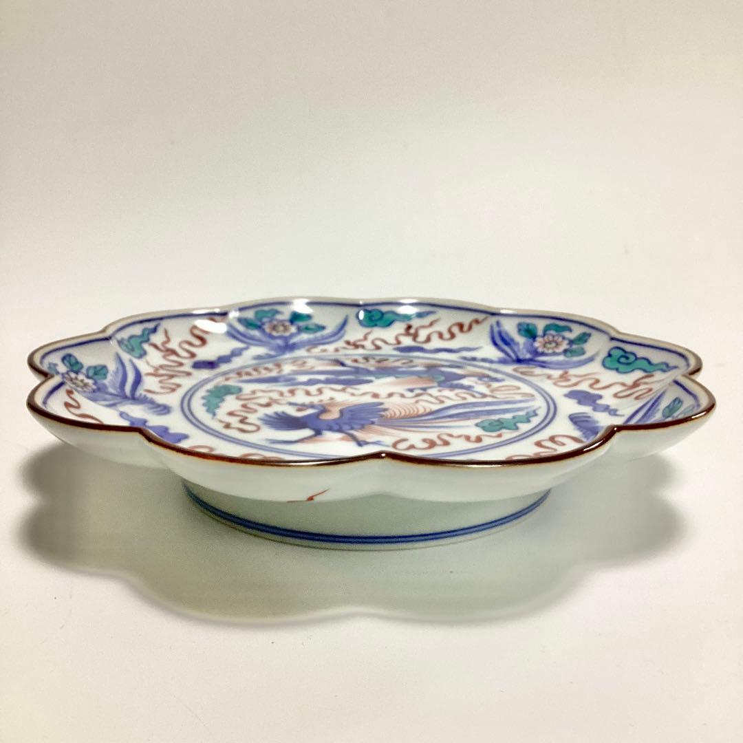 未使用】十四代辻常陸 輪花 盛皿 染錦龍鳳凰文 - メルカリ