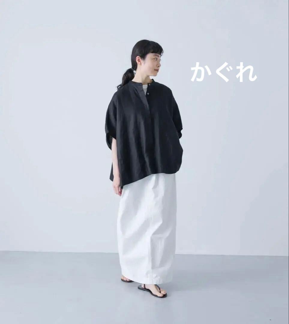 かぐれ　リネンスクエアケープシャツ　ブラック kagure かぐれ リネン スクエア ケープシャツ - メルカリ