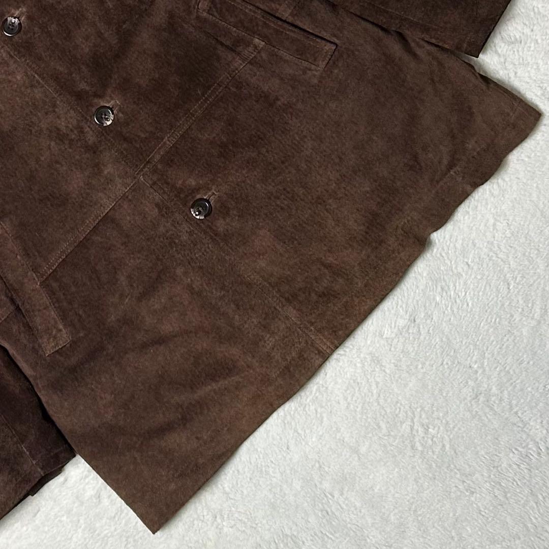 本革❗️ピッグスキン スエードカバーオール コート キルティング裏地 古着