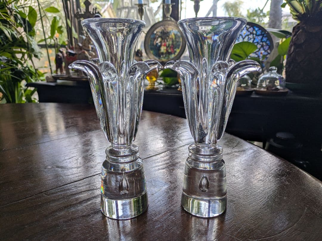 レア Steuben クリスタル ヴェルサイユ キャンドルスティック 2個