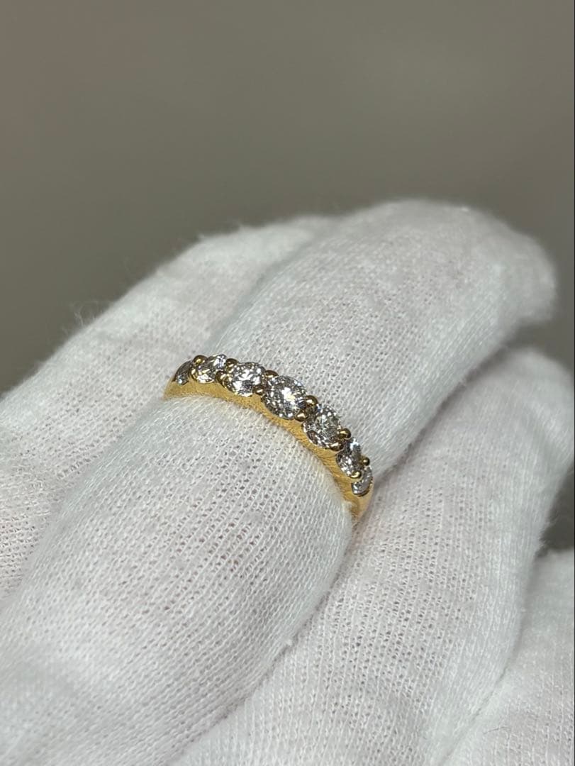 K18YG/ ダイヤリング 1.00ct ハーフエタニティ