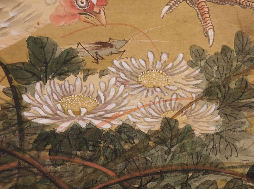 模写】日本画 荒木寛畝 鶏図 絹本 掛軸 花鳥 MB155 - メルカリ