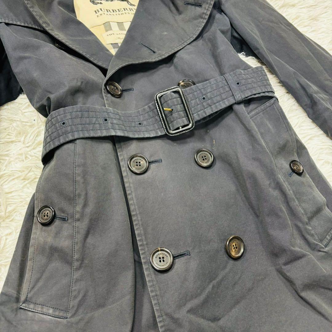 美品 バーバリー 現行 サンドリンガム トレンチコート 紺 ヘリテージ
