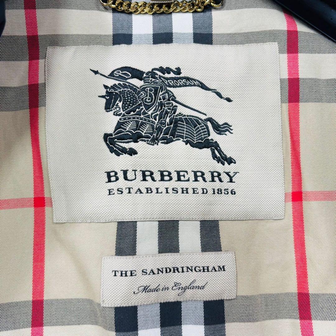 美品 バーバリー 現行 サンドリンガム トレンチコート 紺 ヘリテージ