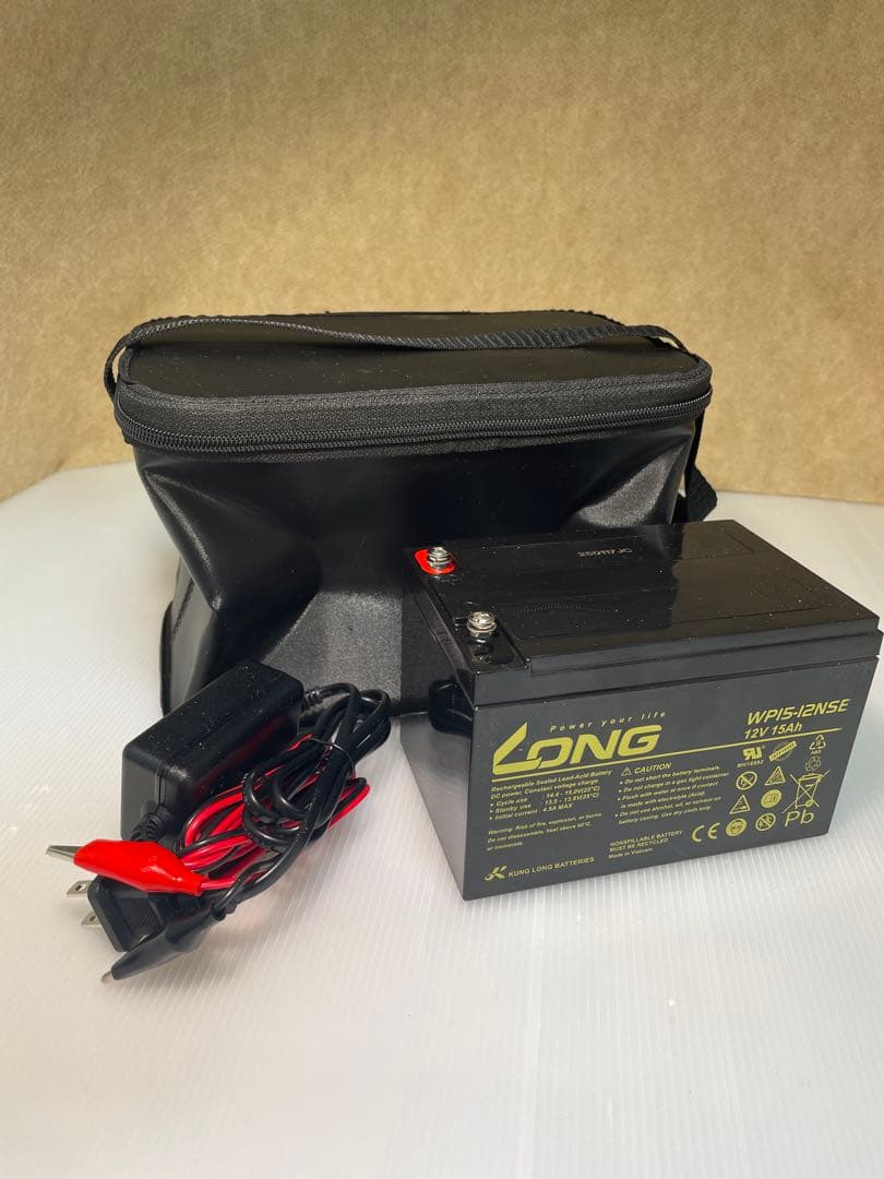 EVAバッグ（黒）付き 高耐久品 バッテリー充電器セット12V15Ah ローランス WP15-12NSE 魚探 電動リール EVAバッグ（黒）付き 高耐久品