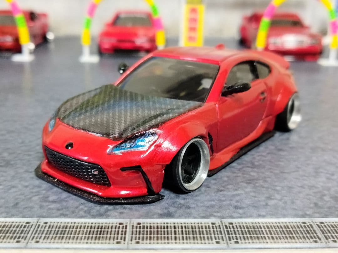 トミカ改造 トヨタ 86 フルエアロ 自作アルミリム d深リム ホット