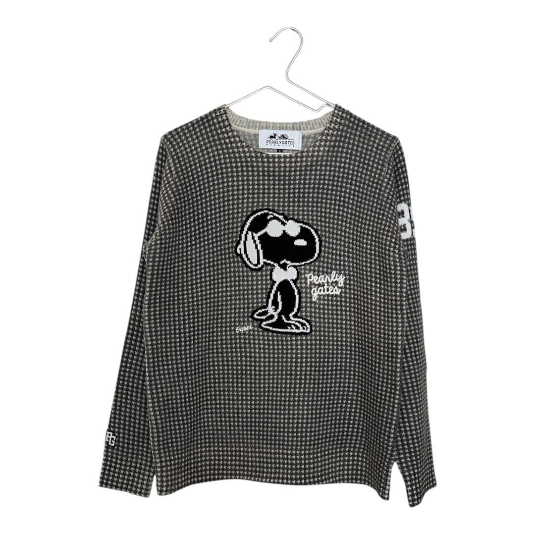 美品 パーリーゲイツ スヌーピー ニット サイズ2 千鳥柄 ウール100