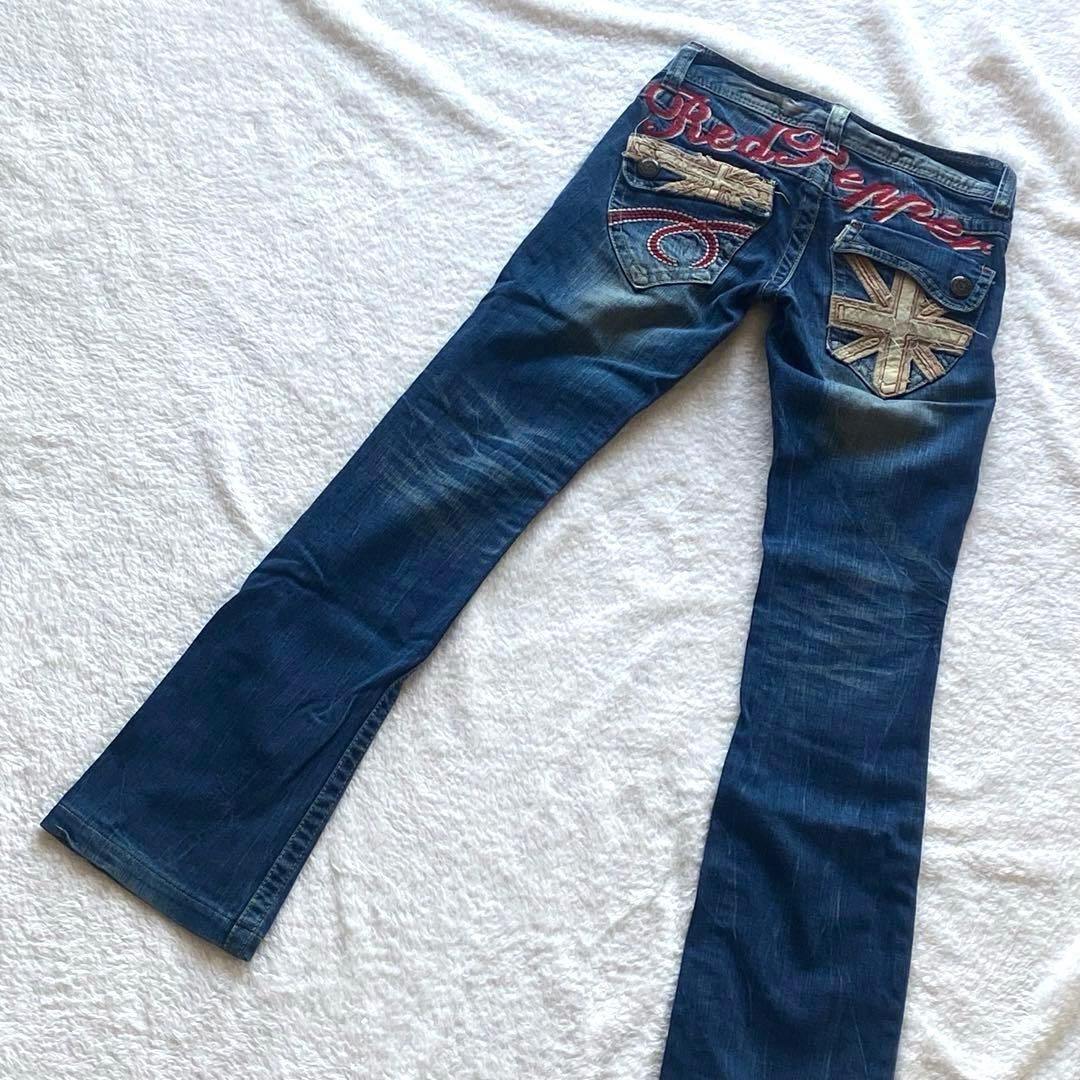 レッドペッパー RED PEPPER 刺繍 デニム 赤 - メルカリ