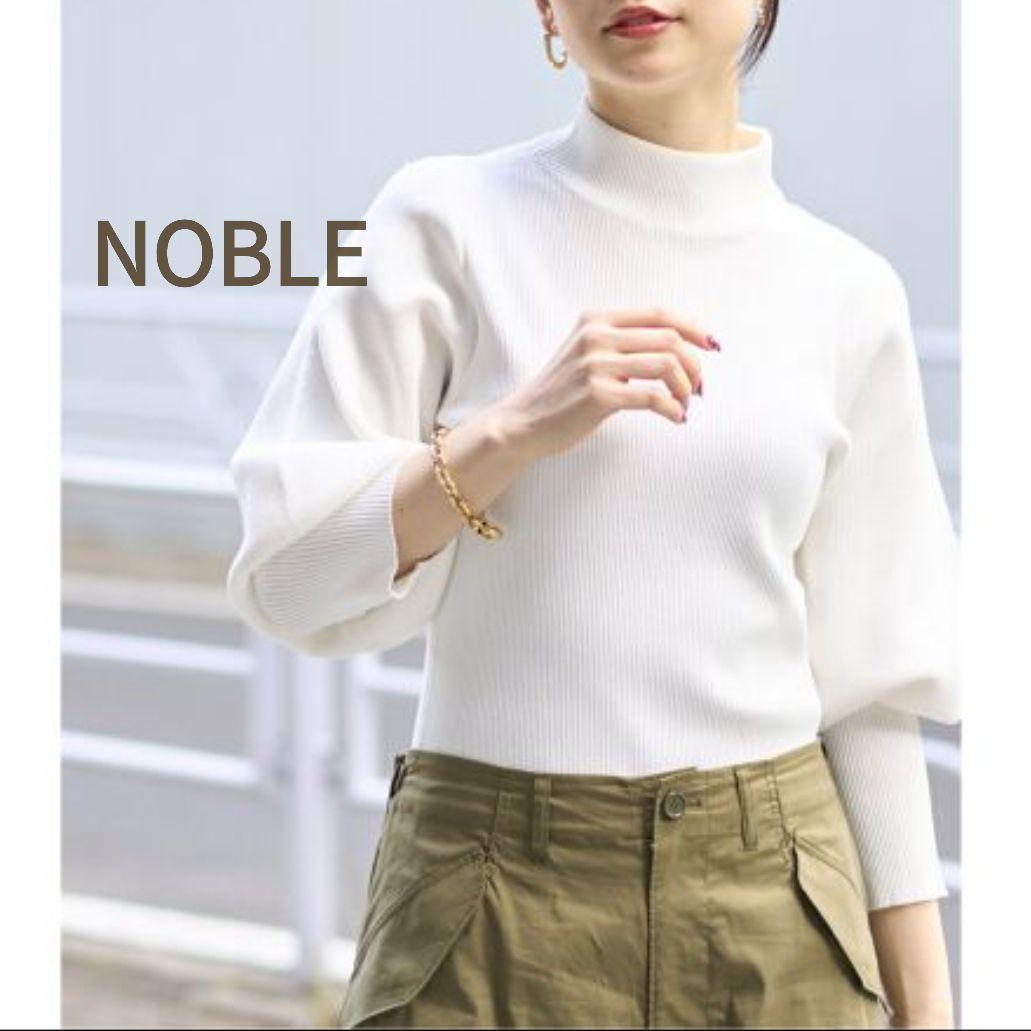 美品　ノーブル　バルーンスリーブニット　ハイネック　キレイ見え　美シルエット　白 楽天市場】 タートルネック ゆったり バルーン袖 トップス 長袖