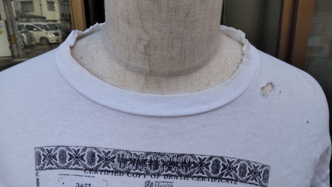 90‘s  Cobain カート・コバーン死亡診断書Tシャツ　サイズＬ