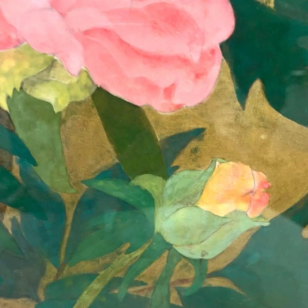 日本画 桃色の牡丹