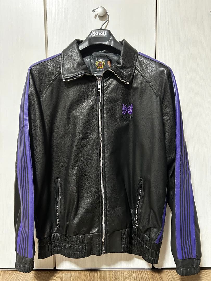 Schott×Needles レザージャケット XL Schott × needles レザー トラックジャケット - メルカリ