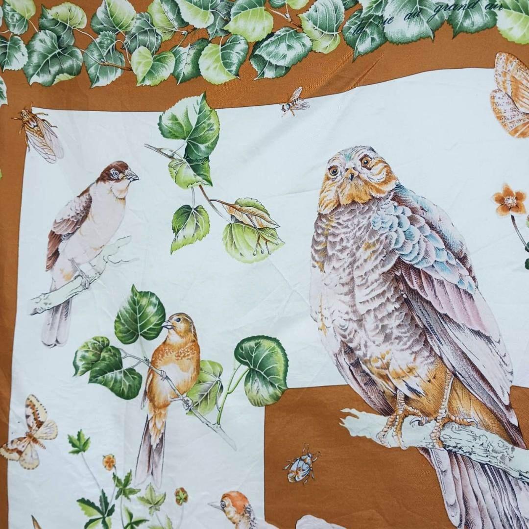 カルネ様✨HERMES エルメス カレ90 シルクスカーフ 鳥柄 正方形 大判