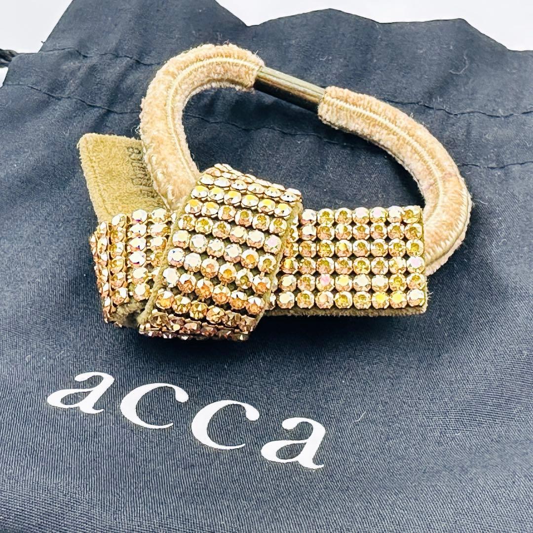 acca アッカ　ゴールドストーン ヘアゴム　ヘアゴムアクセサリー　ロゴ 美品 acca アッカ ヘアゴム ラインストーン ドレスポニー ブリジット