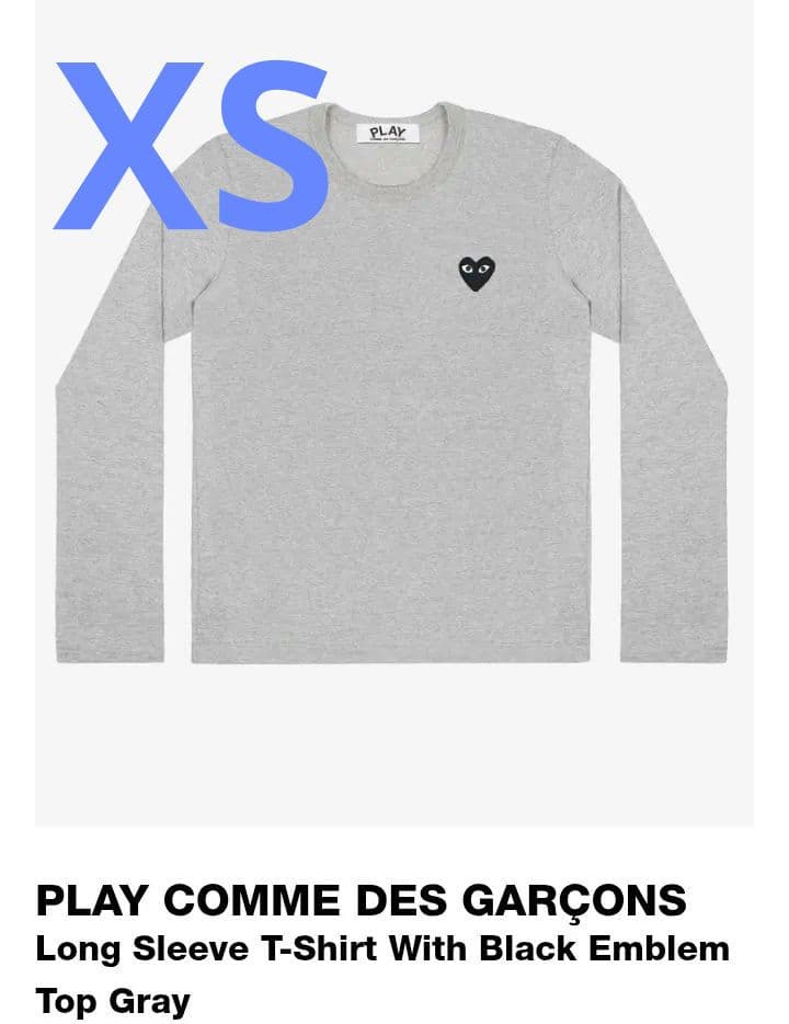 新品正規品PLAY COMME DES GARÇONS 長袖TシャツXS グレー - メルカリ