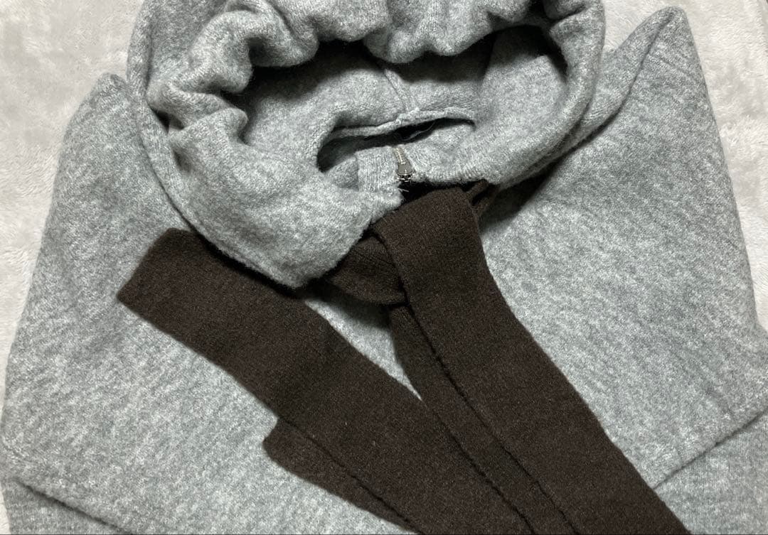 ZARA コントラストドローストリングフーディ S ミディアムグレー