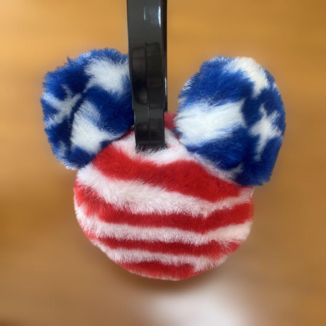 ディズニー ミッキー型 イヤーマフ 耳あて アメリカ国旗柄 星条旗