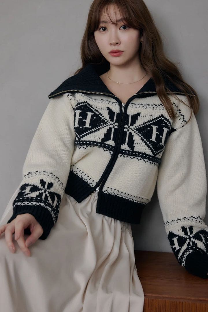 トップス her lip to H Nordic Knit Zip Jacket H Nordic Knit Zip Jacket