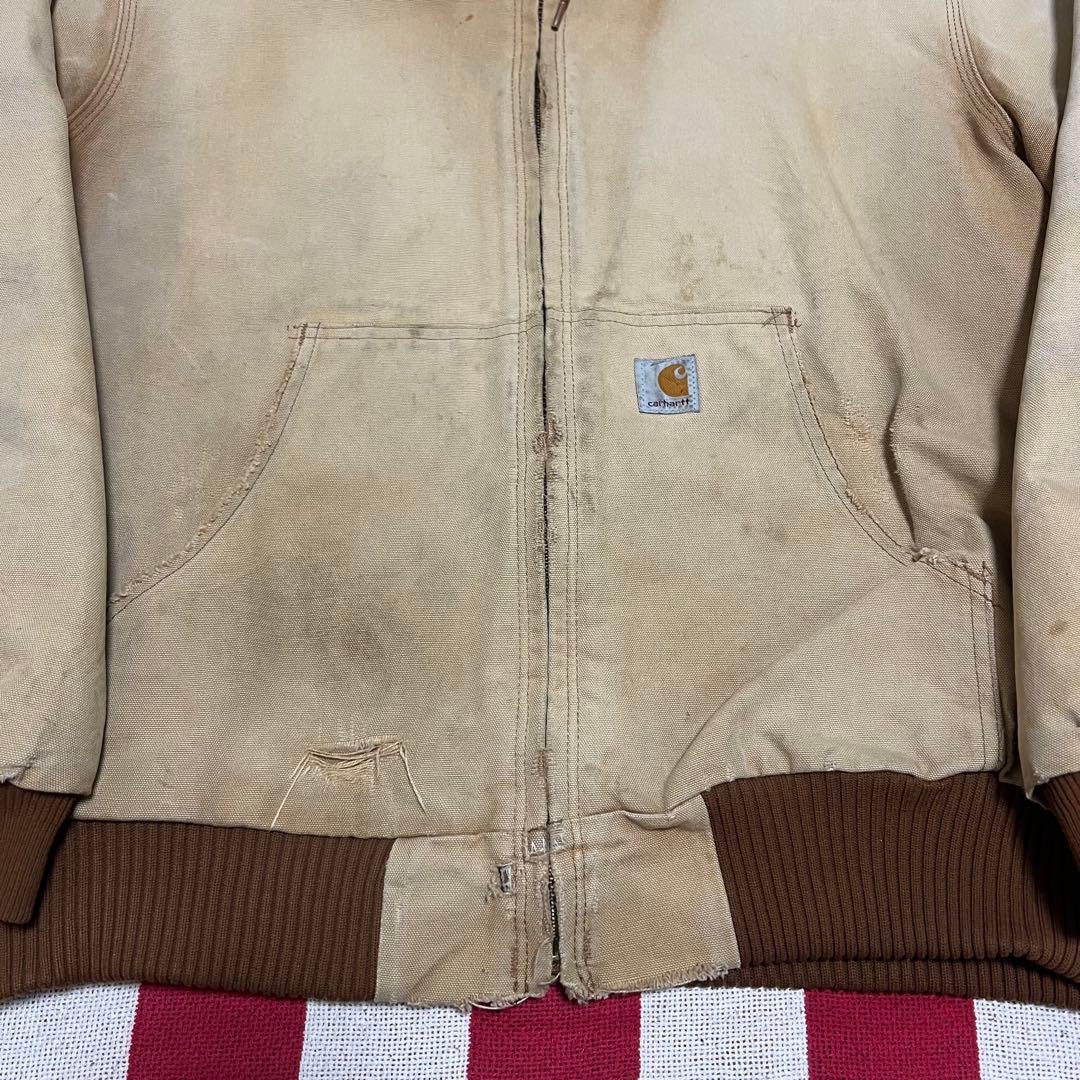 90s Carhartt カーハート ダックアクティブジャケット ベージュ ボロ