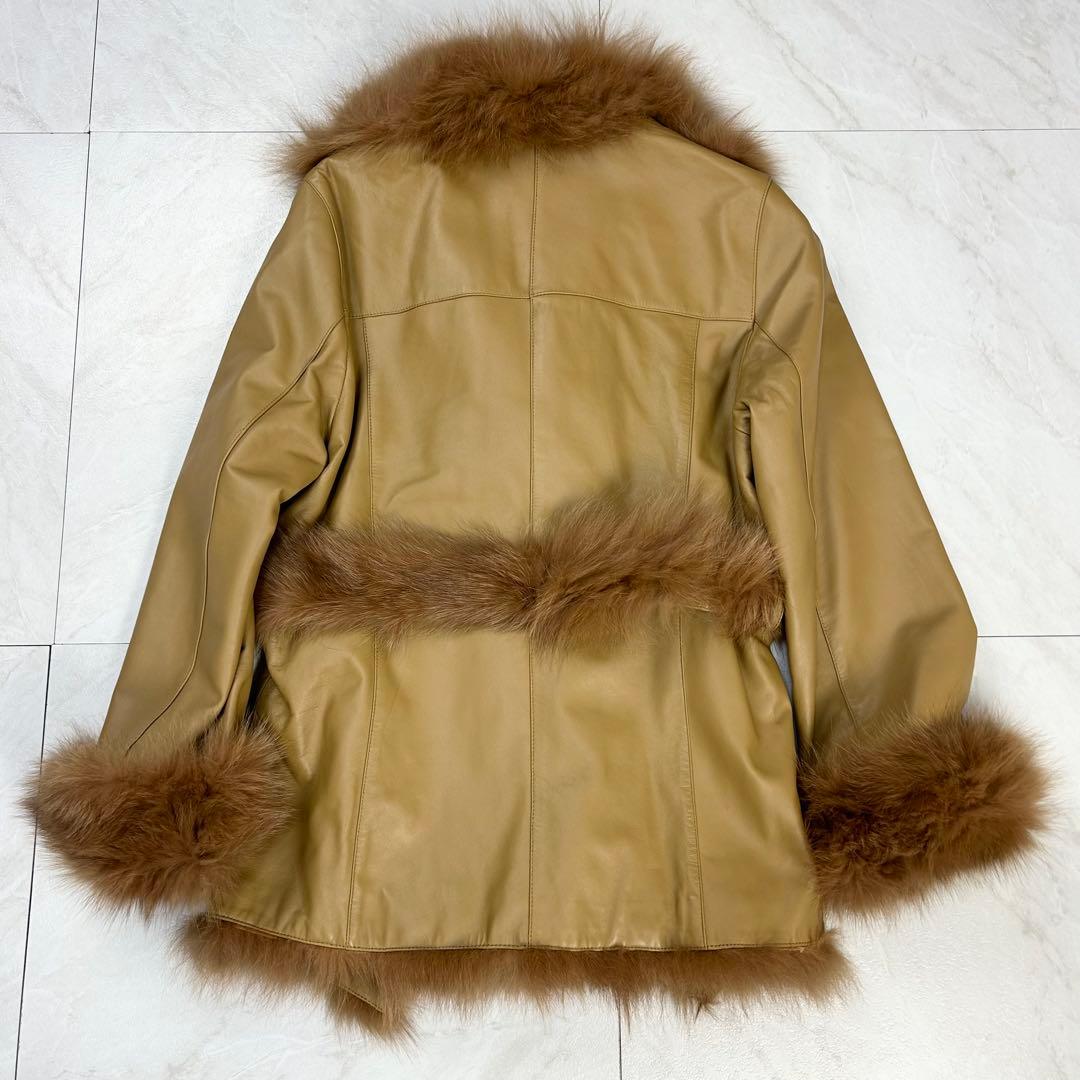 極美品BALMAIN ベルト付き レザー フォックスファー ジャケット 9