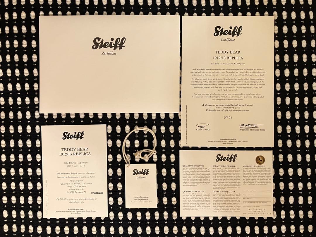 Steiff/シュタイフ レプリカ 1912/1913 テディベア エド ドイツ