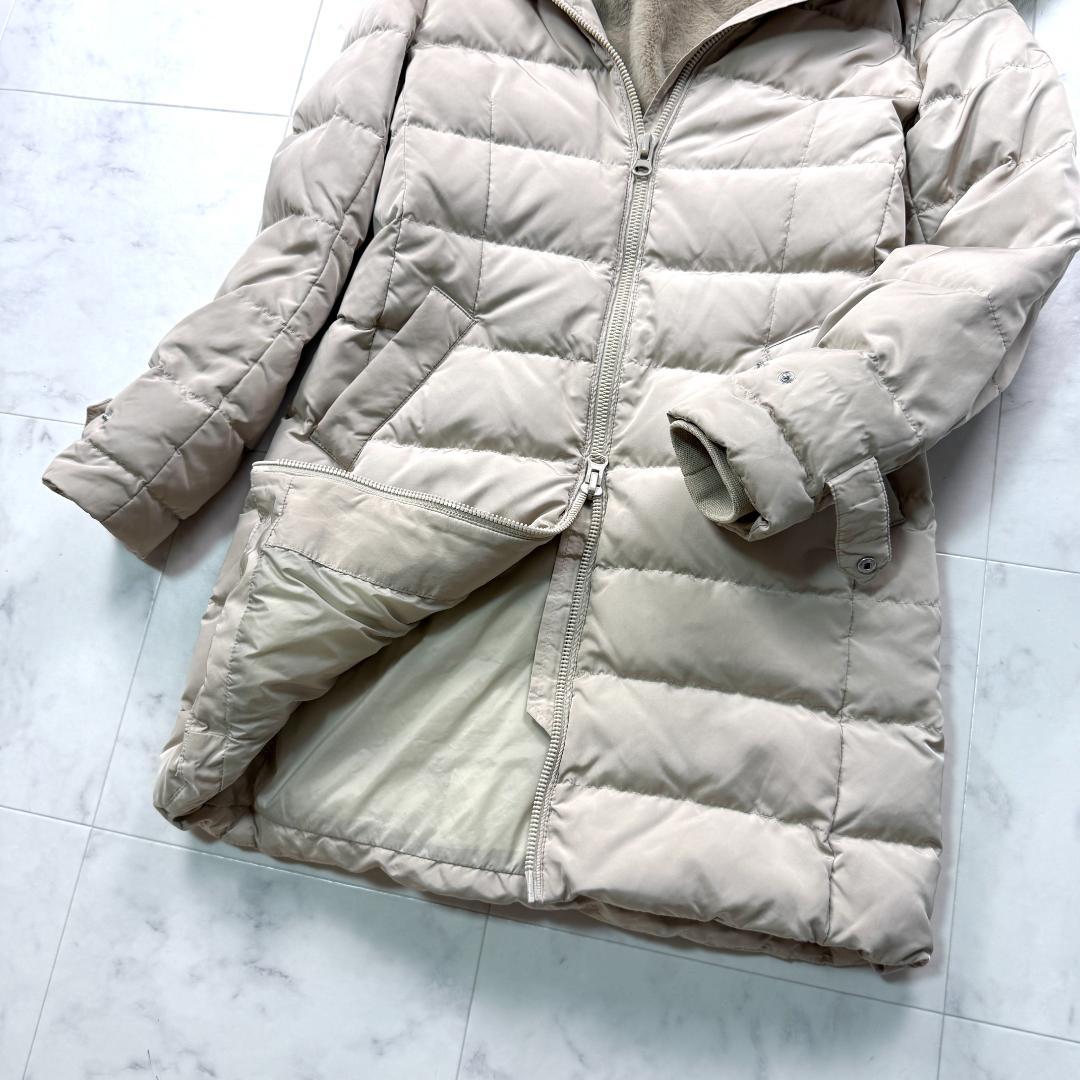 美品 ZARA ザラ ボア ダックダウンコート ベルト ファー付き Aライン