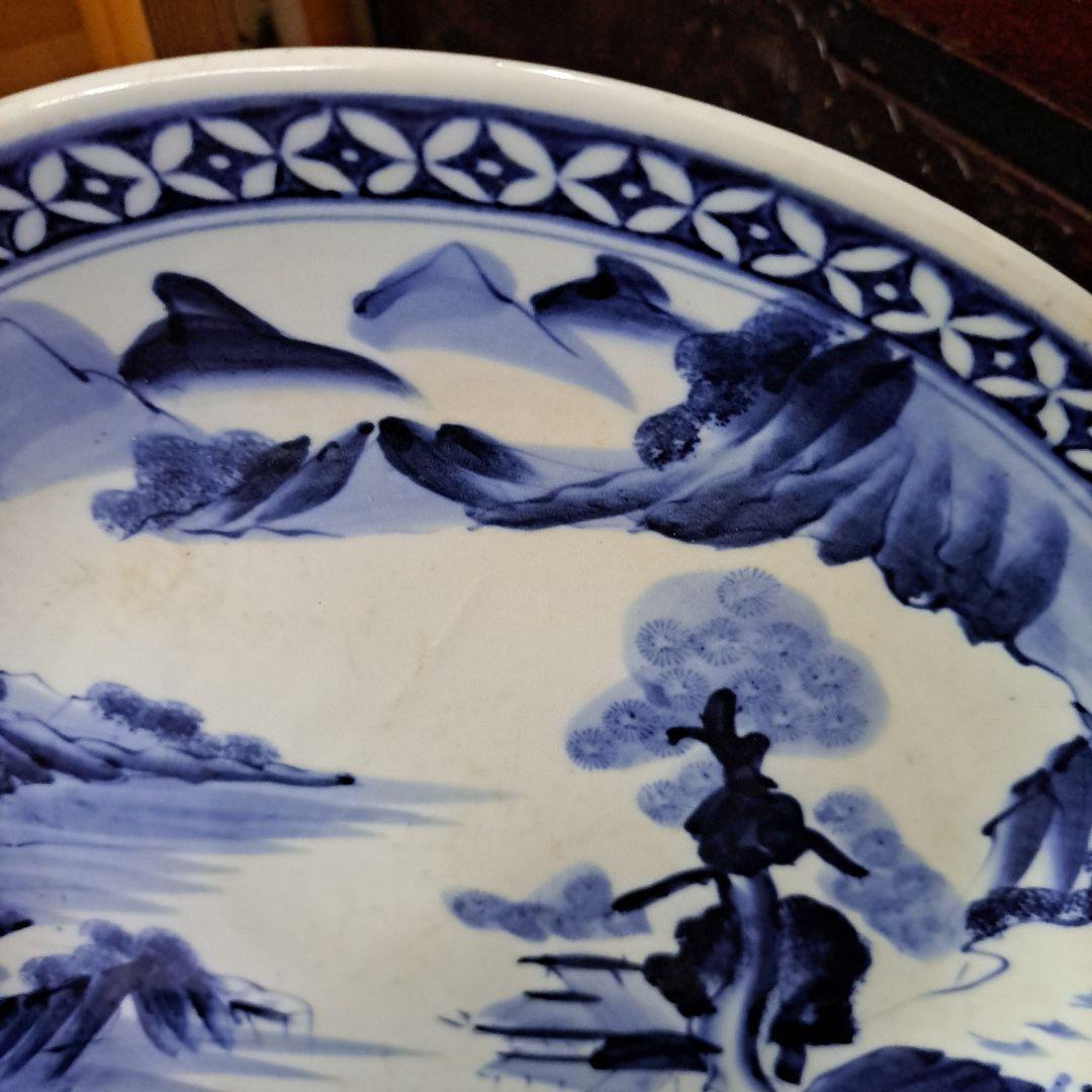 江戸初期 呉須 古伊万里 極上 七宝 楼閣山水図 角渦福 大皿 - メルカリ