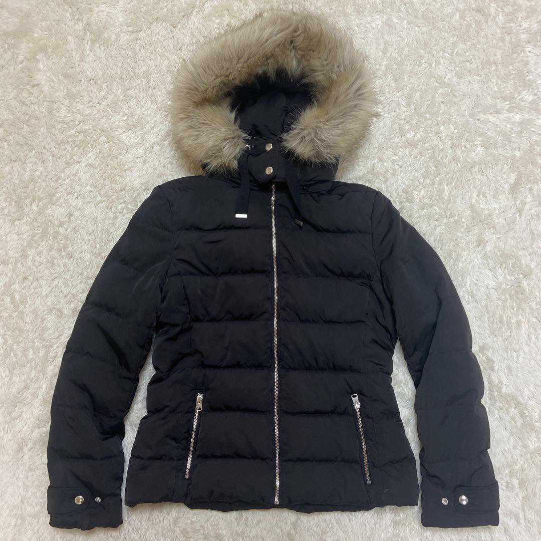 美品✨ZARA ザラ ファーダウンジャケット ベルト付き ボア ブラック L