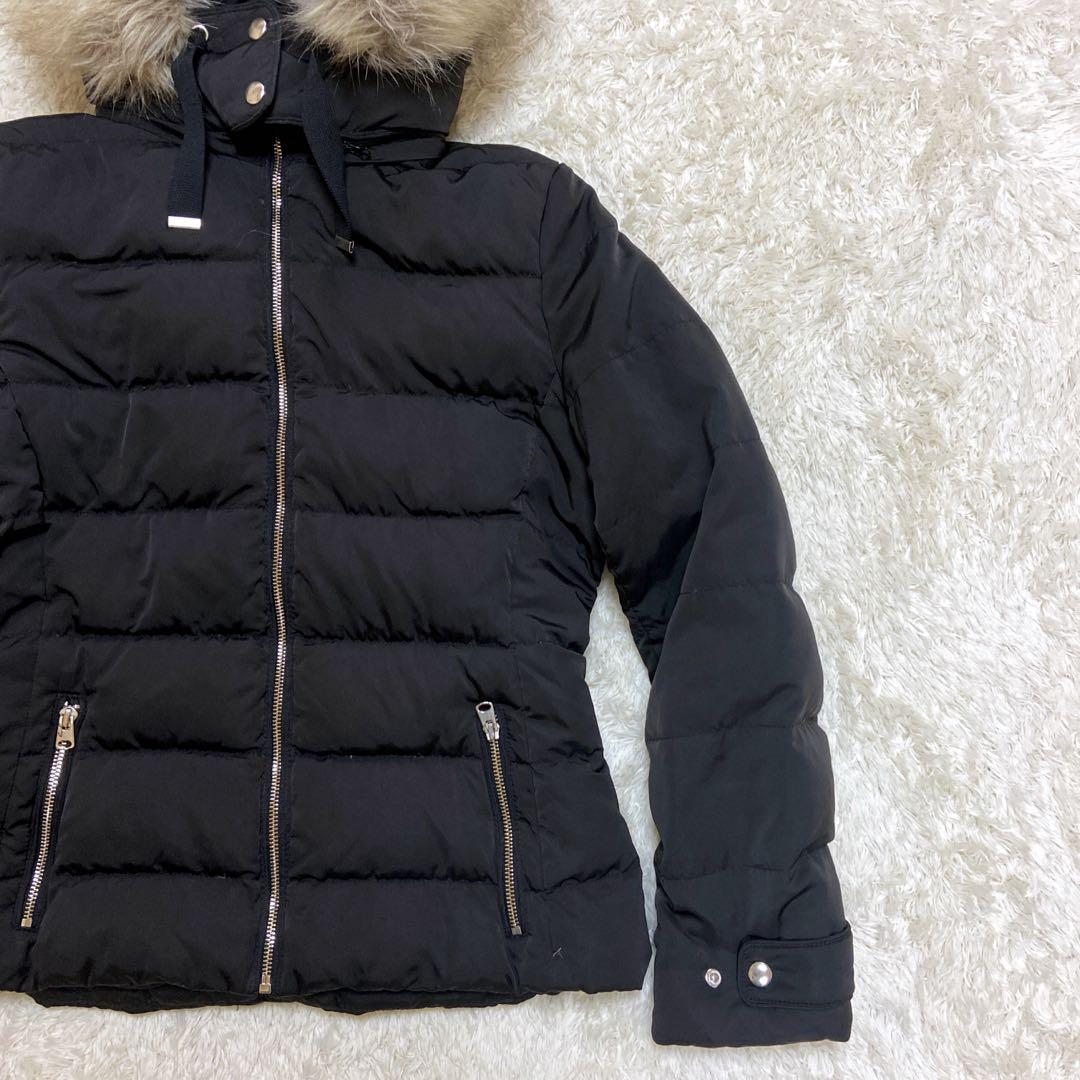 美品✨ZARA ザラ ファーダウンジャケット ベルト付き ボア ブラック L