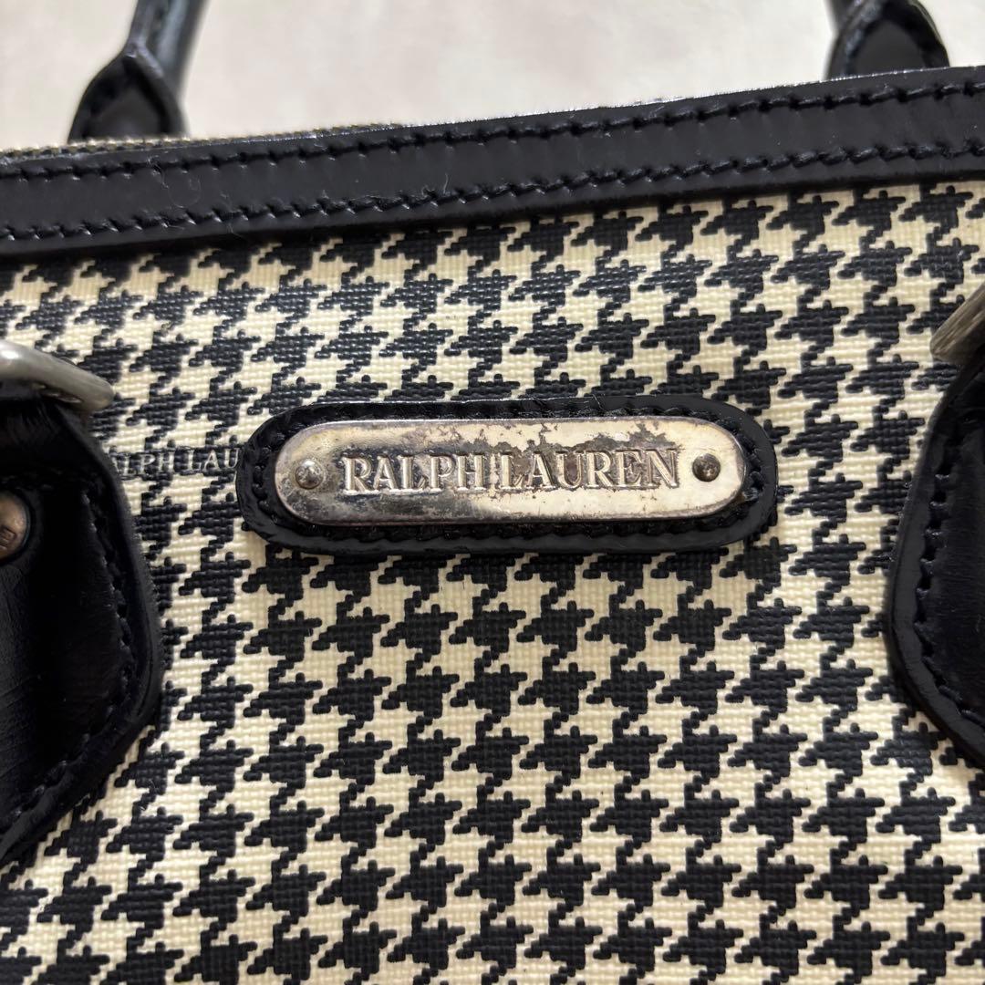 ラルフローレン 千鳥格子柄 ミニボストンバッグ ヴィンテージ PVC