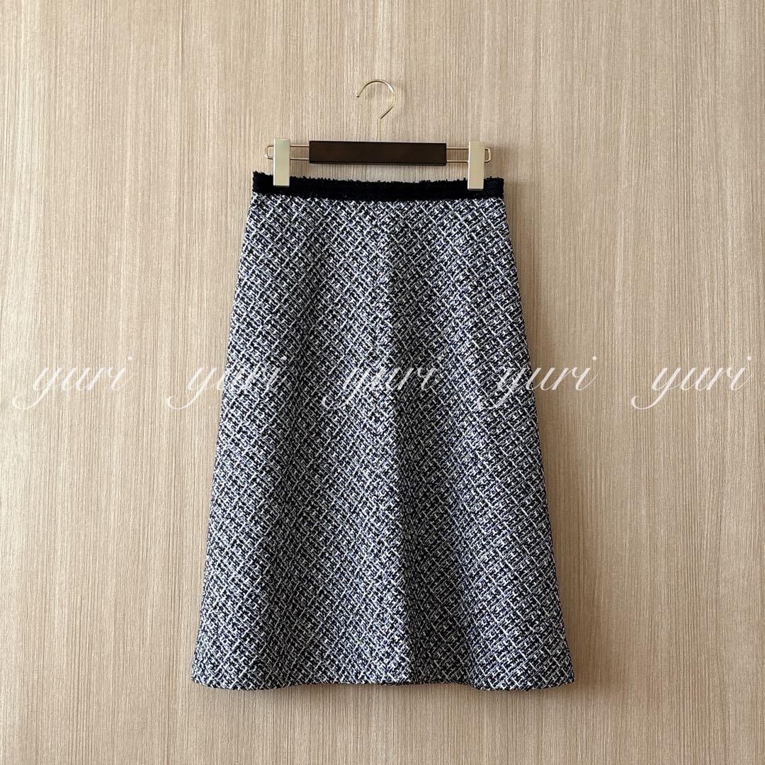 1342】アナイ モノトーンツィードスカート 白黒 36 - メルカリ