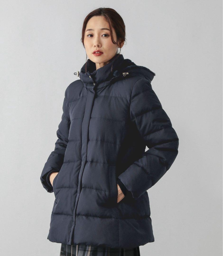 新品 ウツクシルエット撥水ダウンコート ネイビーXLglobal work 濃紺