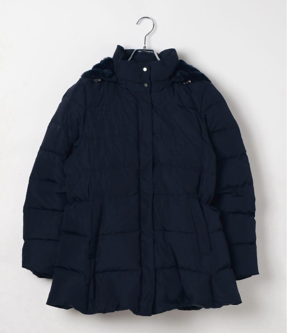 新品 ウツクシルエット撥水ダウンコート ネイビーXLglobal work 濃紺