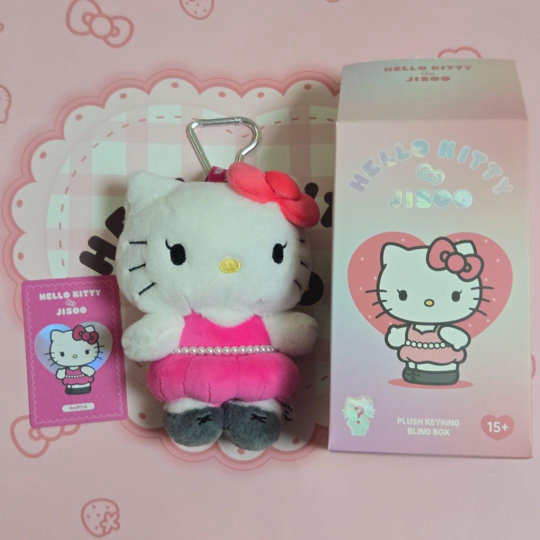 BLACKPINK ジス ハローキティぬいぐるみ キーホルダー レッドピンク